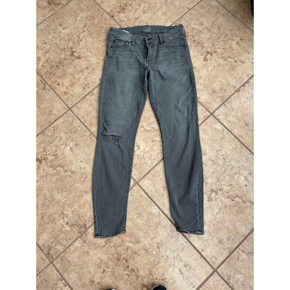 Mother The Looker Distressed Skinny Jeans Grey 29 x 29